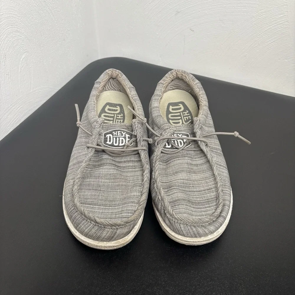 Hey Dude WALLY YOUTH Stone Linen Slip‎ On Casual Shoes Y3 Womens 4 Lightweight